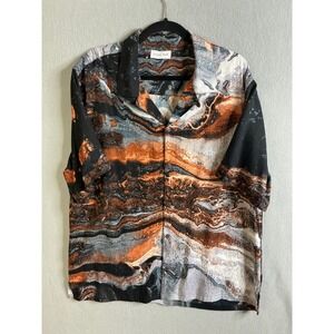 Raga Man Button Up Men's Extra Large Abstract Print Button Up Short Sleeve Shirt